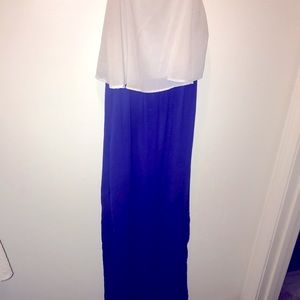 Blue and white dress